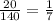 \frac{20}{140} = \frac{1}{7}