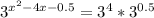 3 ^{ x^{2} -4x-0.5} = 3^{4} * 3^{0.5}