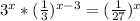 3^{x} * (\frac{1}{3})^{x-3} =( \frac{1}{27})^x