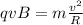 qvB=m \frac{v ^{2} }{R}