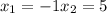 x_{1}=-1 x_{2}=5