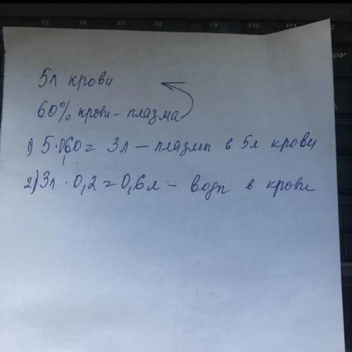 Ворганизме человека в среднем содержится 5 л крови.60% крови человека состоит из плазмы.плазма крови