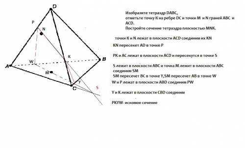 Надо 1) изобразите тетраэдр abcd и отметьте точку м на ребре ав. постройте сечение тетраэдра с плоск