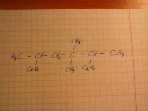 Составить формулу вещества: 2,5 диэтил 4,4 диметил гексан