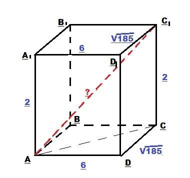 Впрямоугольном параллелепипеде abcda1b1c1d1 известно,что d1c1=корень из 185,aa1=2 a1d1=6.найдите дли