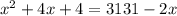 x^2+4x+4=3131-2x