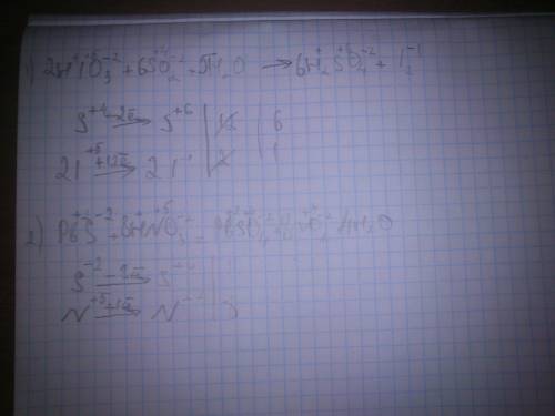 Расставить коэффициенты и посчитать электронный hio3+so2+h2o=h2so4+i2 pbs+hno3=pbso4+no2+h20