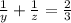 \frac{1}{y} + \frac{1}{z} = \frac{2}{3}