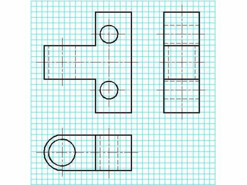 Используйте наглядное изображение детали , постройте три вида . масштаб 2: 1 с чертежом ​