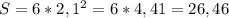 S=6*2,1^2=6*4,41=26,46