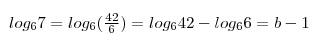 Решите . log 7 по основанию 6, если log 42 по основанию 6=в