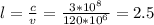 l=\frac{c}{v} =\frac{3*10^8}{120*10^6} =2.5