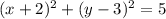 (x+2)^{2}+(y-3)^{2}=5