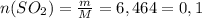 n(SO_2)=\frac{m}{M}={6,4}{64}=0,1