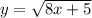 y = \sqrt{8x+5}