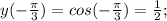 y(- \frac{\pi }{3})=cos(- \frac{\pi }{3})= \frac{1}{2};