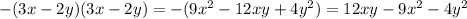 -(3x-2y)(3x-2y)=-(9x^{2}-12xy+4y^{2})=12xy-9x^{2}-4y^{2}