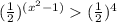 ( \frac{1}{2}) ^{(x^2-1)} (\frac{1}{2})^4