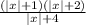 \frac{(|x|+1)(|x|+2)}{|x|+4}