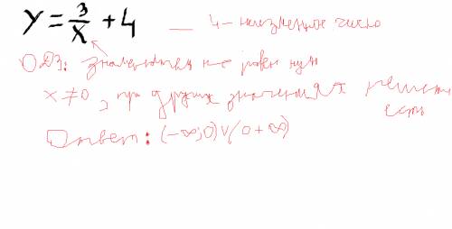 Как найти область определениякак найти область определения функции y=3/x+4