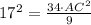 17^2= \frac{34\cdot AC^2}{9}