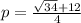 p= \frac{ \sqrt{34}+12 }{4}