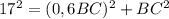 17^{2} = (0,6BC)^{2} + BC^{2}