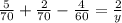 \frac{5}{70}+ \frac{2}{70}- \frac{4}{60}= \frac{2}{y}