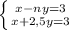 \left\{{{x-ny=3}\atop {x+2,5y=3}\right.