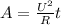 A = \frac{ U^{2} }{R} t