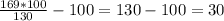 \frac{169*100}{130} -100=130-100=30