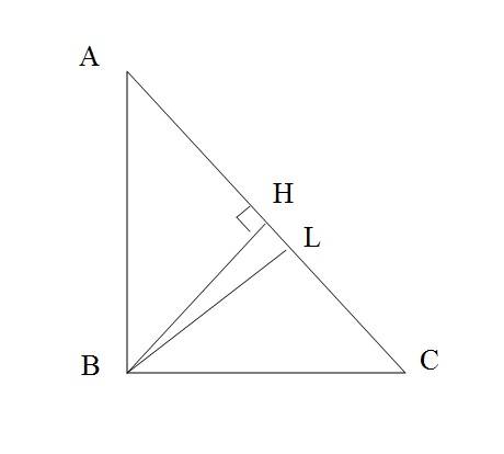 Впрямоугольном треугольнике с прямым углом в , вl-биссектриса, bh-высота, меньший острый угол треуго