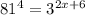 81^{4} = 3^{2x+6}