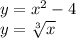 y=x^2-4\\&#10;y=\sqrt[3]{x}