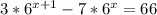 3 *6^{x+1} -7*6^x=66