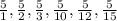 \frac{5}{1} , \frac{5}{2} , \frac{5}{3} , \frac{5}{10} , \frac{5}{12} , \frac{5}{15}