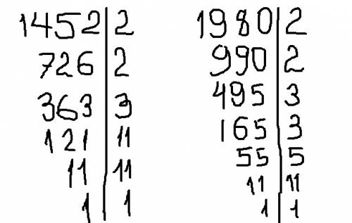 Как разложить на простые числа 1452,1980,3960,2295,35100