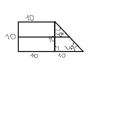 Найдите длину средней линии прямоугольной трапеции с острым углом 45,у которого меньшая боковая стор