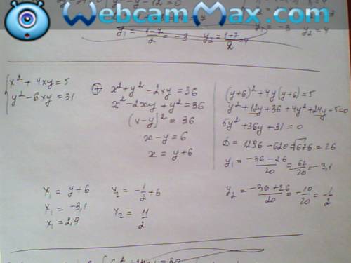 Решите систему уравнений: х^2+4xy=5 y^2-6xy=31