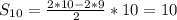 S_{10} = \frac{2*10-2*9}{2}*10=10