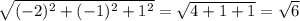 \sqrt{(-2)^{2}+(-1)^{2}+1^{2}}= \sqrt{4+1+1}= \sqrt{6}