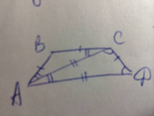 Три стороны трапеции равны между собой, диагональ равна одному из оснований. найдите углы трапеции.