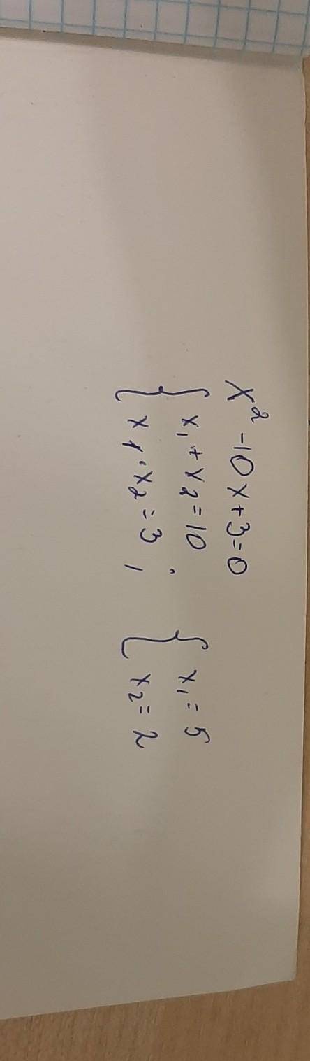 X^2-10x+3=0 знайти x1 i x2 (через дискримінант у мене не вийшло, але може у вас