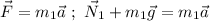 \vec {F} = m_1 \vec a \ ; \ \vec N_1 + m_1 \vec g = m_1 \vec a