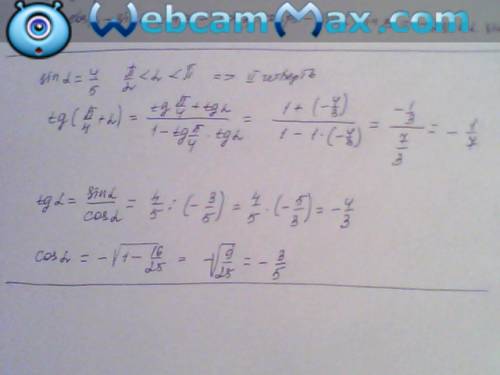 5. зная, что sin α = 4/5, π/2< α < π, найдите: tg (π/4 + α) 6. известно, что sin(π/6 + t) + si