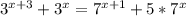 3^{x+3} +3^x= 7^{x+1}+5*7^x