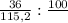 \frac{36}{115,2} : \frac{100}{Х}