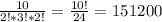 \frac{10}{2!*3!*2!} = \frac{10!}{24} = 151200