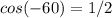 cos(-60)=1/2