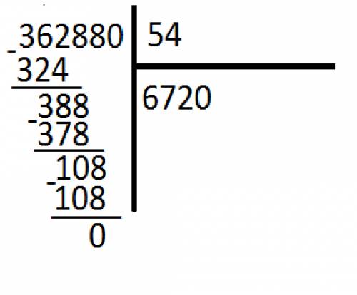Как разделить число в столбик 362880 : 54